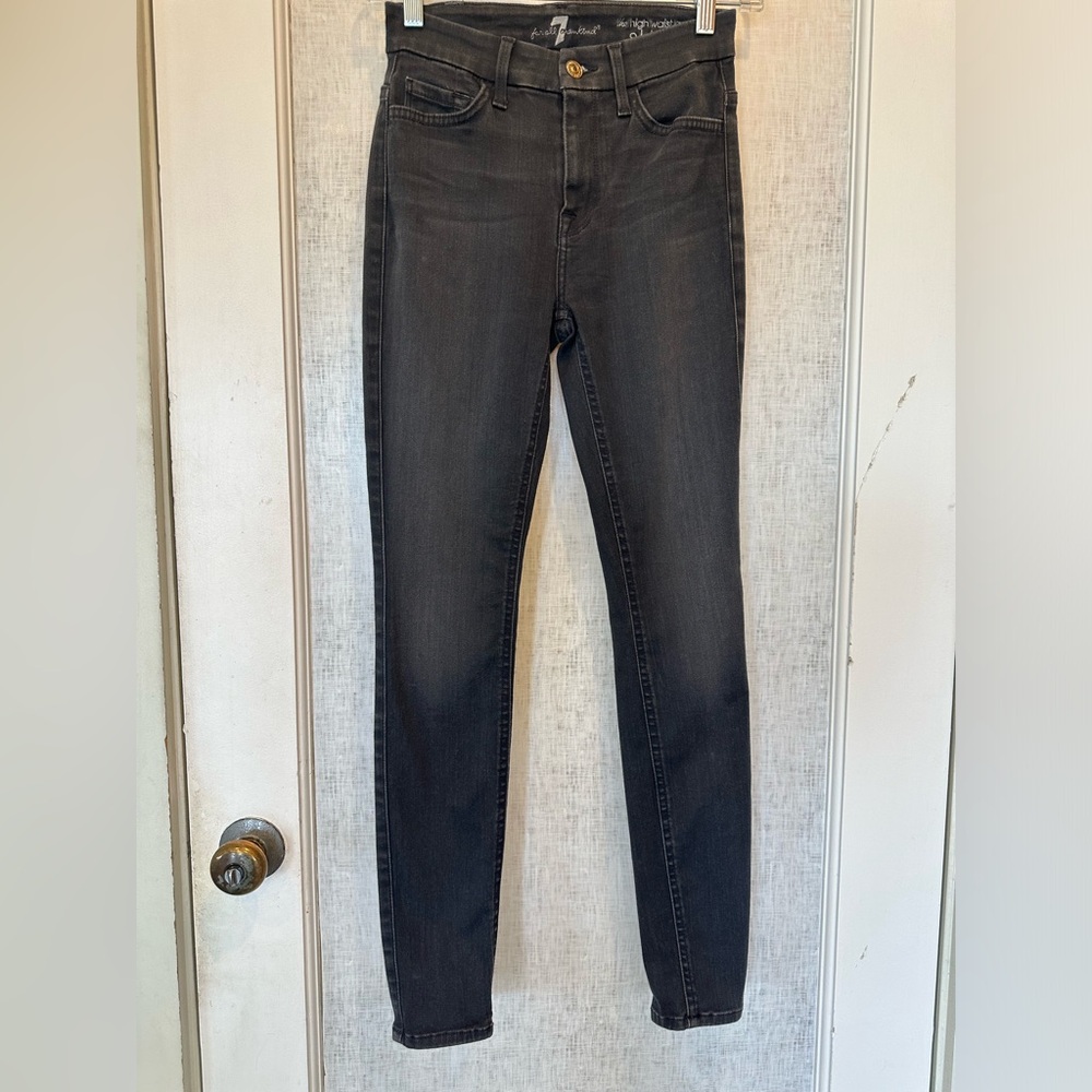 7 for all mankind, high waist, skinny ankle jean in gray. Size 24.